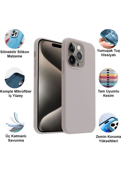 Apple iPhone 15 Pro Kılıf Lansman Premium Silinebilir Silikon