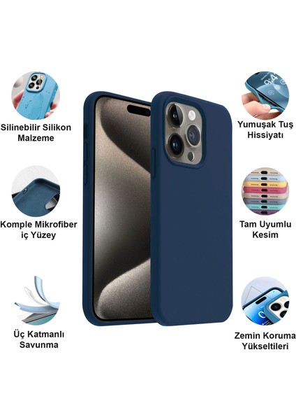 Apple iPhone 15 Pro Kılıf Lansman Premium Silinebilir Silikon