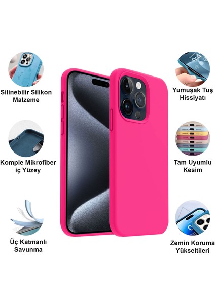 Apple iPhone 15 Pro Max Kılıf Lansman Premium Silinebilir Silikon