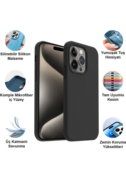 Apple iPhone 15 Pro Kılıf Lansman Premium Silinebilir Silikon