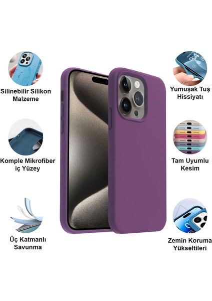 Apple iPhone 15 Pro Kılıf Lansman Premium Silinebilir Silikon