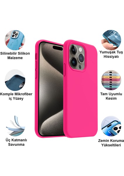 Apple iPhone 15 Pro Kılıf Lansman Premium Silinebilir Silikon