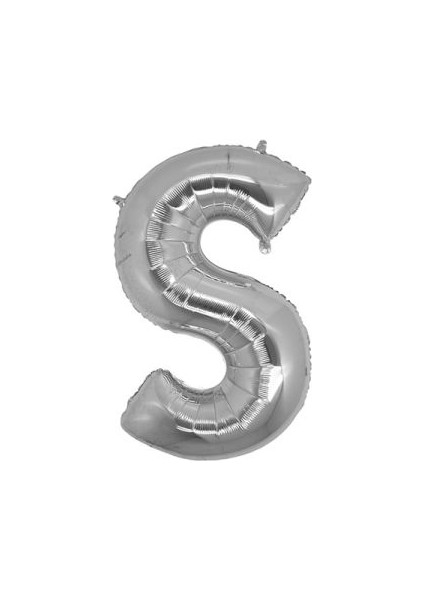 S Harfi Gümüş Folyo Balon 40 Inch 90 cm