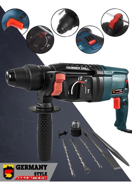 GRM9004 1500 Watt Sds Plus Kırıcı Hilti Matkap 26 mm 2.2 Juel 2 Yıl Garantili