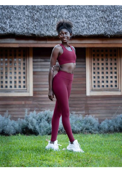 Bordo Arka Cepli Toparlayıcı Spor Tayt fiyatları