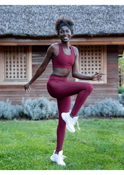 Bordo Arka Cepli Toparlayıcı Spor Tayt indirimleri