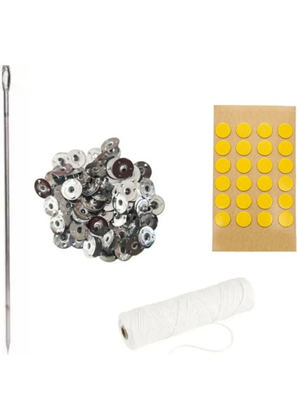Mum Yapım Seti 46 Parça Fitil Delme Aparatı+Sabitleme Etiketi 24'lü Mum Fitili 2 M ve Tutacağı 20'li