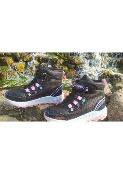 Kız Çocuk Yarım Bot Su Geçirmez Parlak Simli Cırt Cırtlı Termal Bot indirimleri