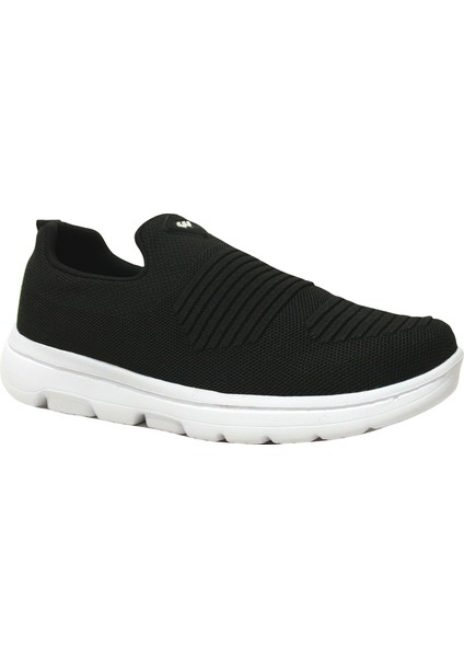 Siyah Beyaz Bağcıksız Aqua Sneakers Spor Ayakkabı