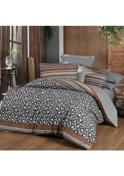 Sheri Flanel Çift Kişilik Gri Nevresim Takımı