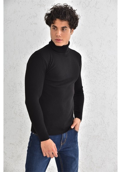 Fitilli Balıkçı Trender Erkek Kazak 6619 Siyah fırsatları