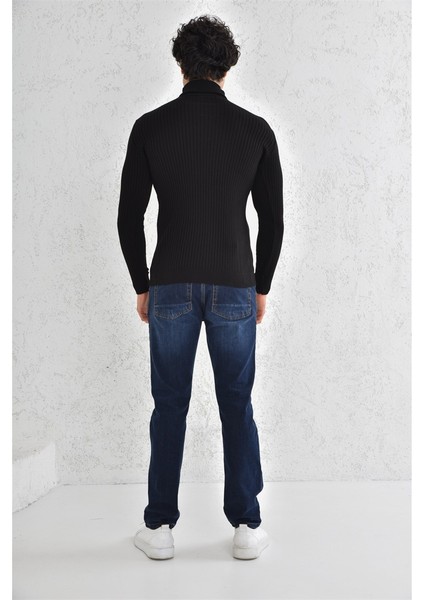 Fitilli Balıkçı Trender Erkek Kazak 6619 Siyah indirimleri