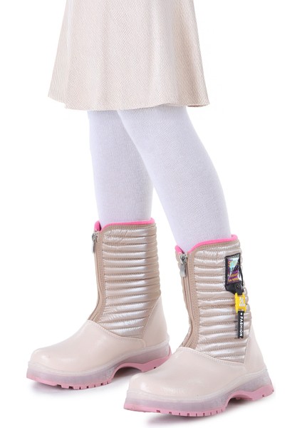 Mesan Çatlak Fermuarlı Günlük Kız Çocuk Bot Ayakkabı Pudra modelleri