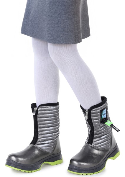 Mesan Çatlak Fermuarlı Günlük Kız Çocuk Bot Ayakkabı Platin modelleri