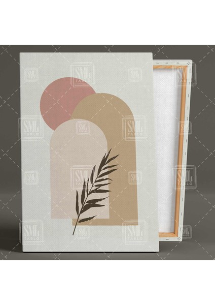 Modern Kemer Boho Stili Pastel Tonlar Yeşil Bitki Bohem Dikey Kanvas Tablo