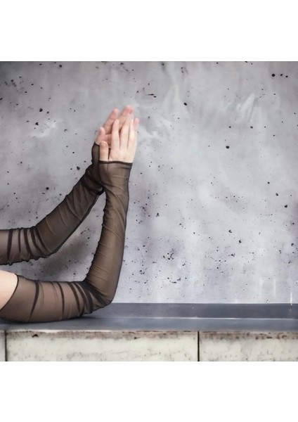 Likralı Siyah Transparan Parmaksız Parti Kostüm Eldiveni fiyatları