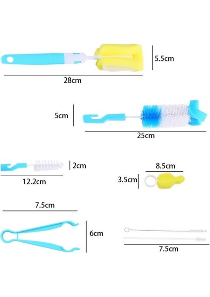 7 Parça Biberon - Kavanoz -Sürahi Temizleme Fırça Seti
