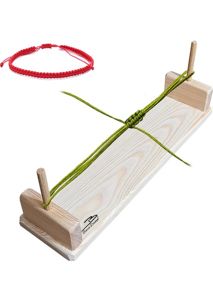 Doğal Ahşap Bileklik Örme Aparatı Bileklik Tahtası Çubuklu Uzun Stand (35CM)
