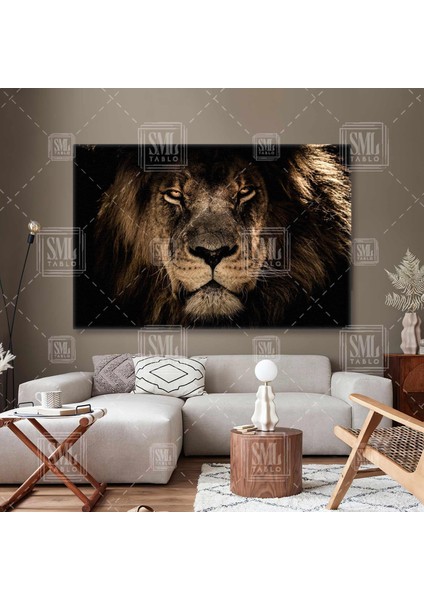 Ormanlar Kralı Aslan Karizmatik Hayvan Safari Afrika Yatay Kanvas Tablo