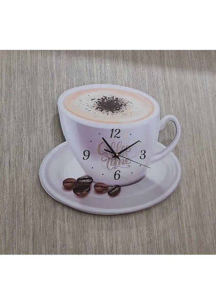 Kahverengi Kahve Fincan Model Mutfak Duvar Saati 45X30 cm Uv Baskılı 40 x 40 Klasik Ahşap Asimetrik fiyatları