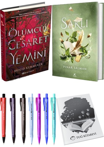 Saklı Ciltli ve Ölümcül Cesaret Yemini Ciltli Brigid Kemmerer 2'li Set + Hediyeli
