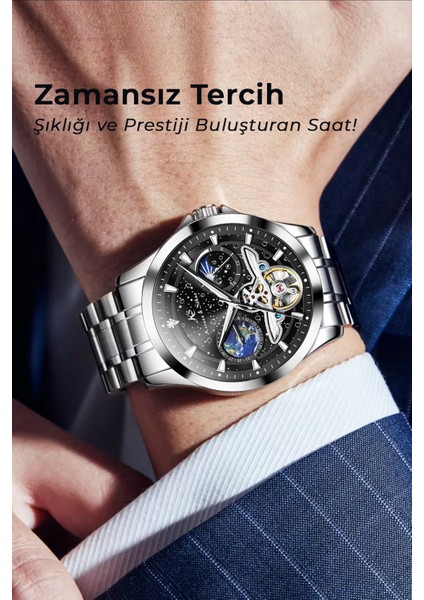 Kronen Söhne Kronen & Söhne KS7009 Day Night Tourbillon Mekanik Otomatik Erkek Çelik Kol Saati modelleri