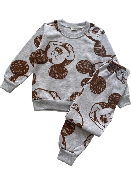 Erkek Çocuk Pamuklu 2 Iplik Şardonlu Mickey Mouse Desenli Pijama Takımı fırsatları