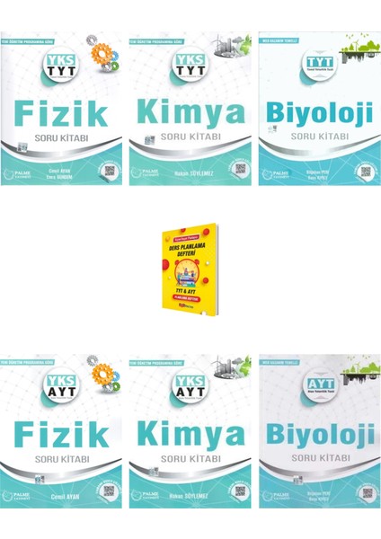 TYT - AYT Fizik Kimya ve Biyoloji Soru Kitabı 6lı Set - Planlama Defteri