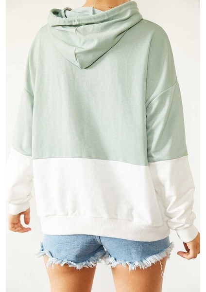 Unisex Mint Beyaz & Beyaz Parçalı Sweatshirt fiyatları