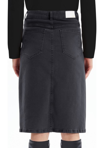 Cannes - Yırtmaçlı Yüksek Bel Midi Boy Denim Etek - Antrasit Renk fırsatları