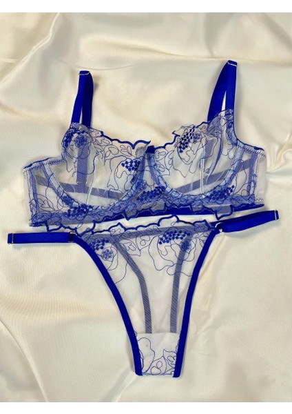 Mavi Alt Üst Bralet Takımı (Ayarlanabilir Sütyen ve Külot)