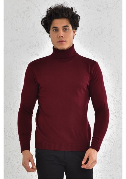 Düz Balıkçı Trender Erkek Kazak 6620 Bordo