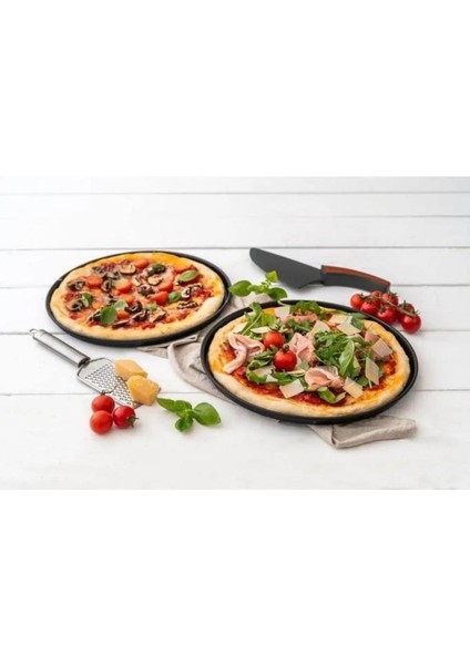 2 Adet Delikli Alüminyum Teflon Pizza Tavası 26CM Yapıştırmaz Eniyi Pizza Pişirme Sığ Fırın Tepsisi