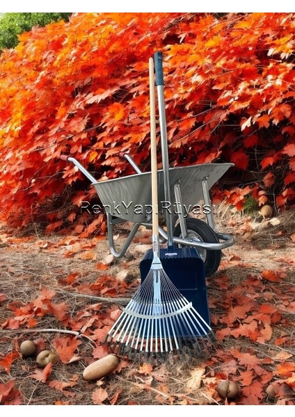 Kaliteli El Arabası, Dolgu Teker, 85LT, Ahşap Saplı Tırmık,metal Saplı Faraş , Bahçe Temizlik Seti fırsatları