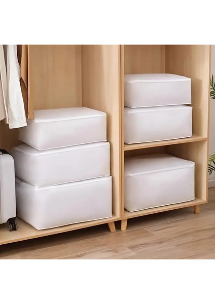 8 Adet Beyaz Büyük Boy Baza Altı Yorgan Ve Kıyafet Hurcu 65x45x22,5