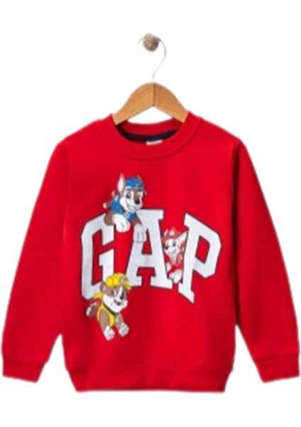 Erkek Çocuk Bisiklet Yaka Karekter Baskılı Sweatshirt