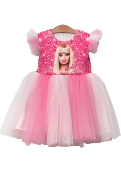 Baskılı Barbie Kız Elbise 2/8 Yaş