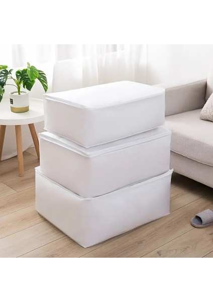 5 Adet Beyaz Orta Boy Baza Altı & Gardrop Yorgan Ve Kıyafet Hurcu 50x30x22