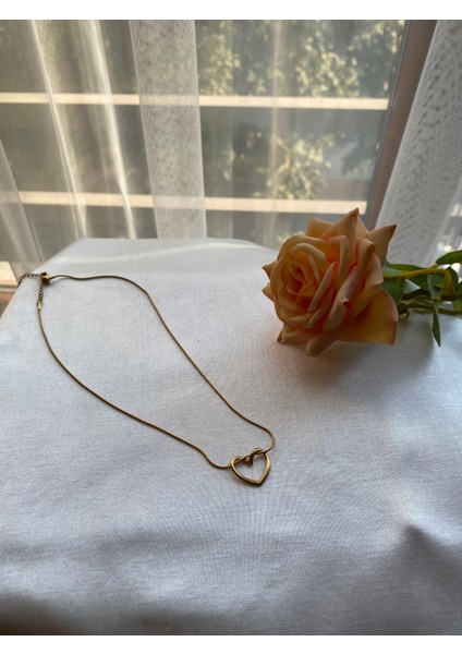 Çelik Gold Kalp Kolye