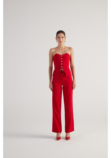 Nia Pantolon Kırmızı fırsatları