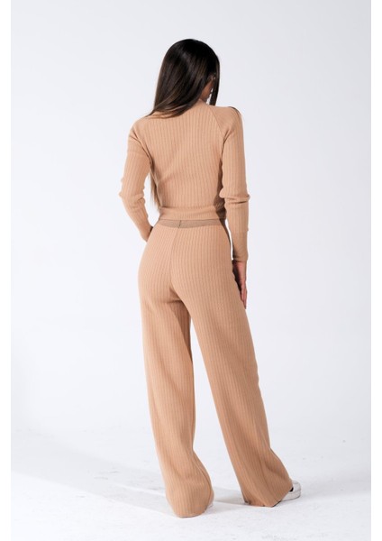 Kahverengi Bisiklet Yaka Tunik Pantolon Ikili Triko Alt Üst Takım indirimleri