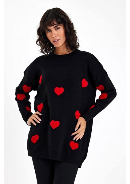 Siyah Kabartma Kalpli Triko Kazak