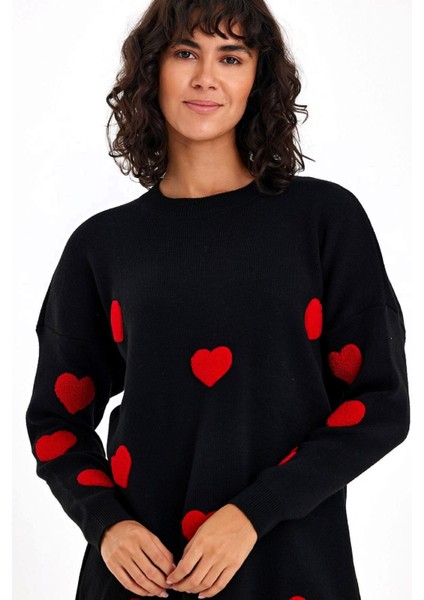 Siyah Kabartma Kalpli Triko Kazak modelleri