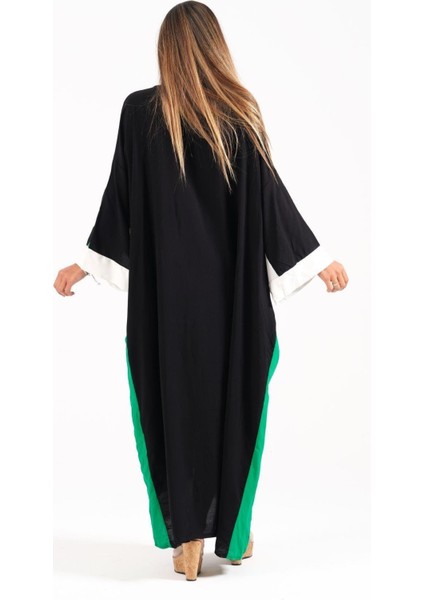 Siyah V Yaka Yarasa Kol Cepli Oversize Uzun Elbise indirimleri