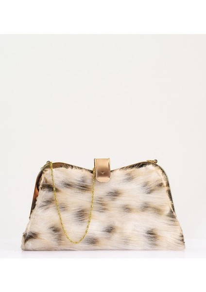 Bej Suni Kürk Zincirli El ve Omuz Clutch Portföy Çanta modelleri
