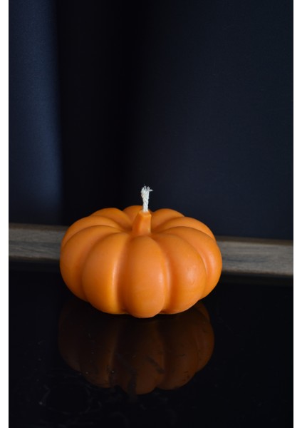 Büyük Boy Dekoratif Balkabağı Pumpkin Mum 300ML Kokusuz TURUNCU- Doğal Soya Wa x ve Balmumu