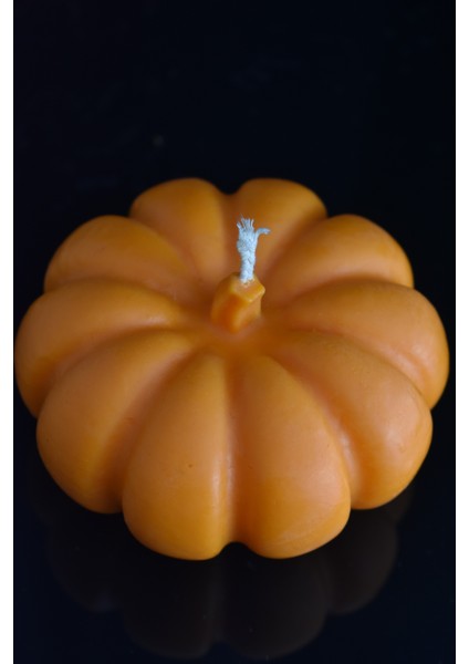 Büyük Boy Dekoratif Balkabağı Pumpkin Mum 300ML Kokusuz TURUNCU- Doğal Soya Wa x ve Balmumu