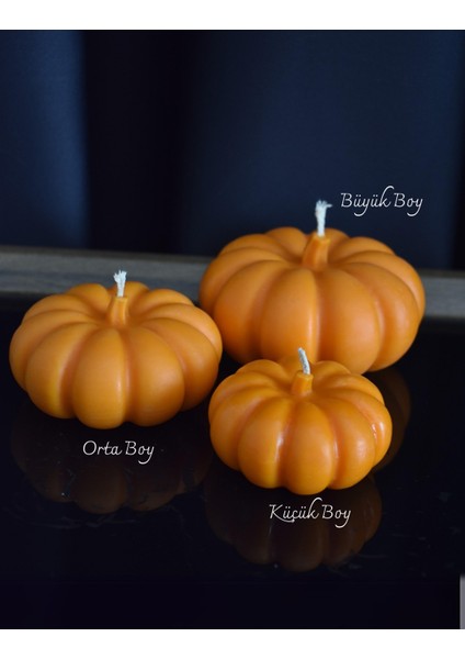Büyük Boy Dekoratif Balkabağı Pumpkin Mum 300ML Kokusuz TURUNCU- Doğal Soya Wa x ve Balmumu