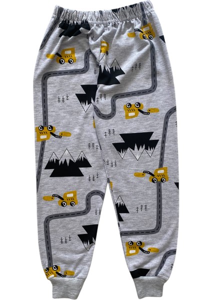 Erkek Çocuk Pamuklu Gri Yol Desen Pijama Takımı modelleri