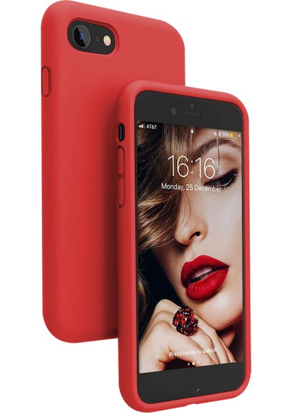 Apple iPhone Se 2020 Ince Mat Silikon Kılıf Kırmızı